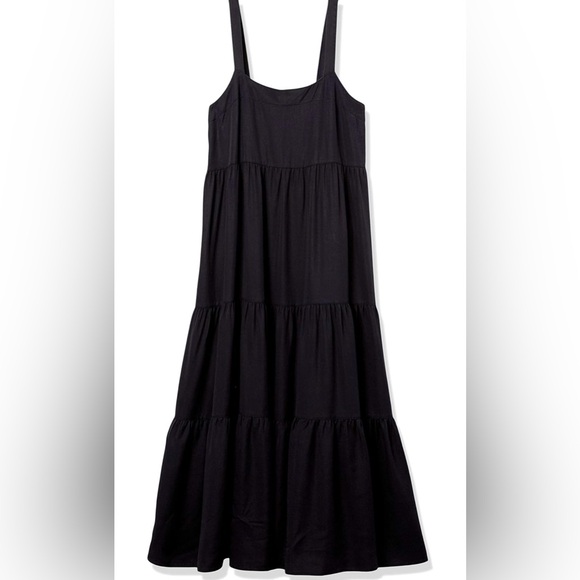 The Drop Brit Tiered ankle maxi tent dress black size medium - Picture 2 of 11